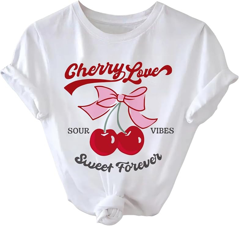 SweatyRocks Women's Lemon Shirts Letter Fruit Printed Graphic Tees Short Sleeve Casual T-Shirt | Amazon (US)