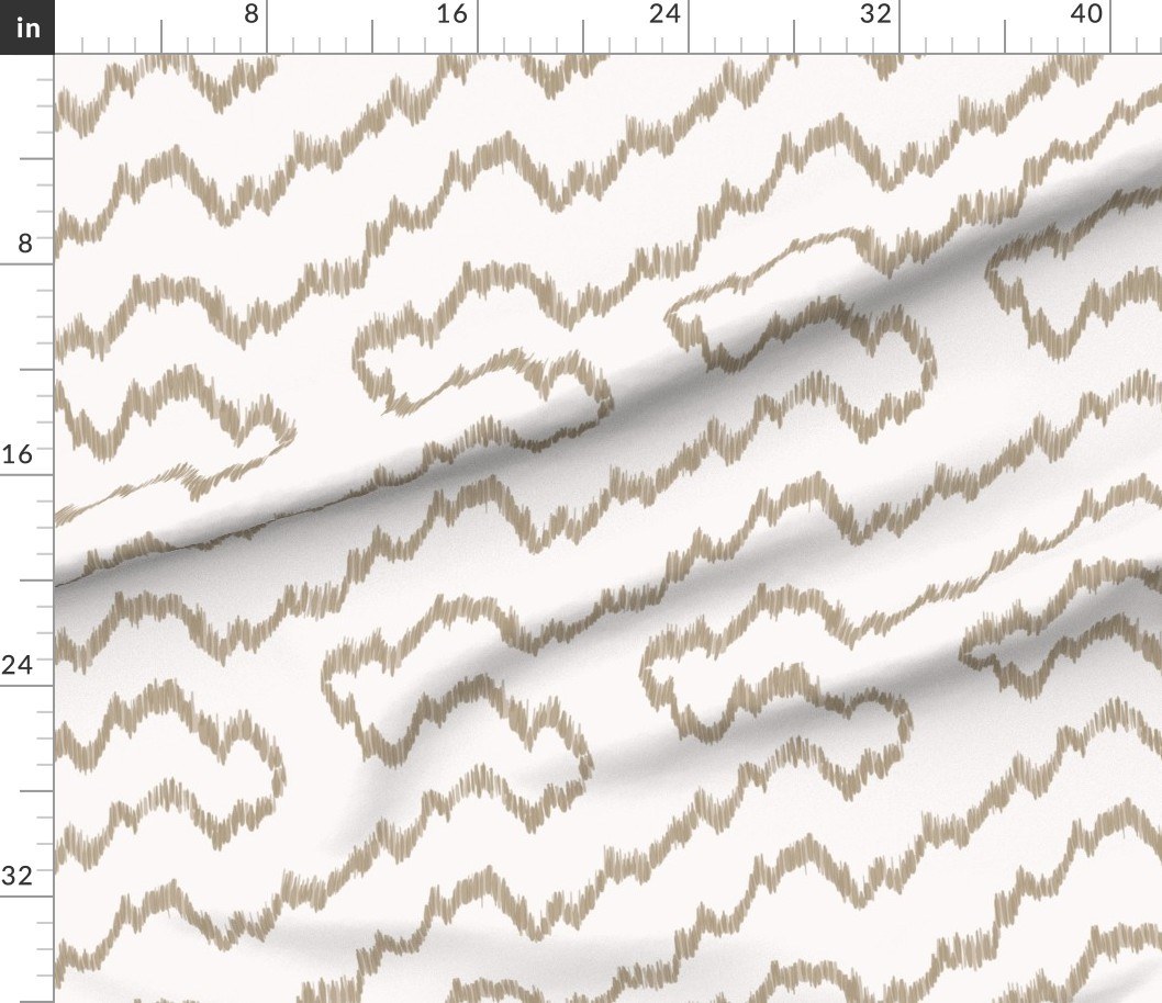 Rambling Ikat Tan On AK White Fabric | Spoonflower | Spoonflower