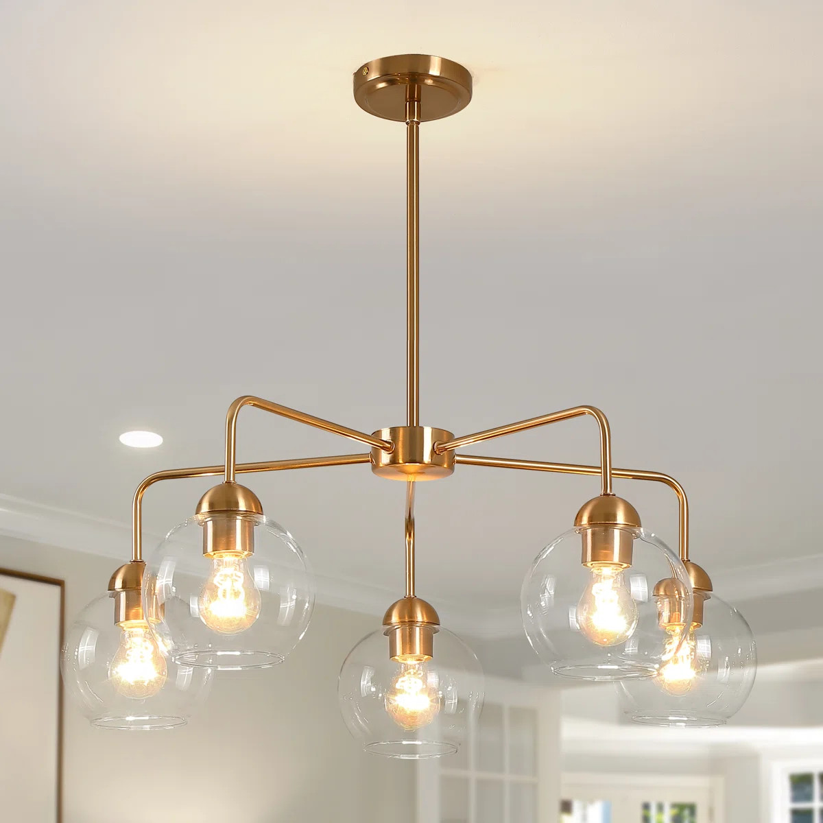 28'' 5 - Light Sputnik Sphere Modern Glass Bubble Chandelier | Wayfair North America