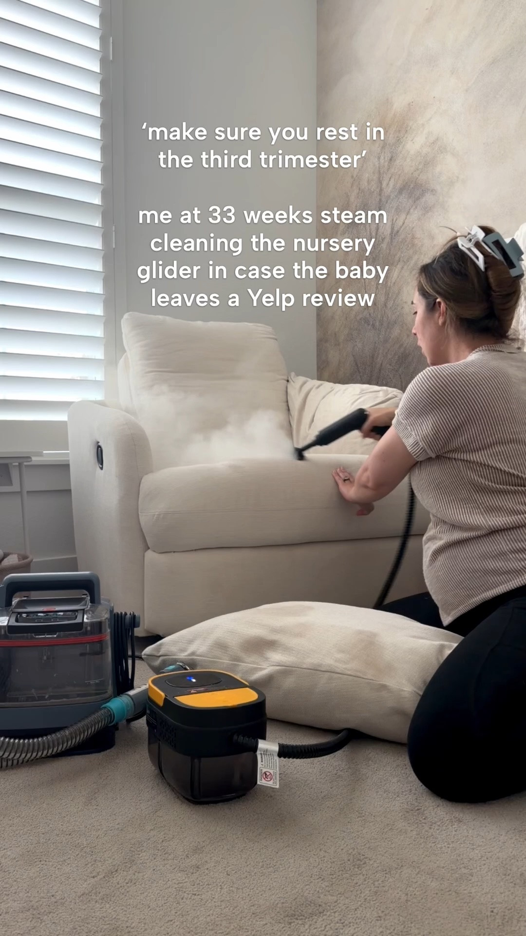 Pregnancy nesting is just convincing yourself every surface in your house is suddenly unacceptable 😂 linked the steam cleaner + cleaning favorites