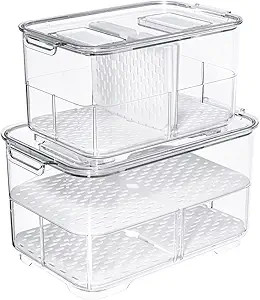 SANNO Vegetable Fruit Containers Fridge Food Storage Produce Saver Container Stackable Refrigerat... | Amazon (US)