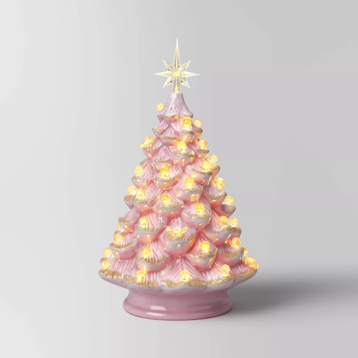 14" Christmas Vintage Pink with Gold Foil Ceramic Tree - Wondershop™ | Target