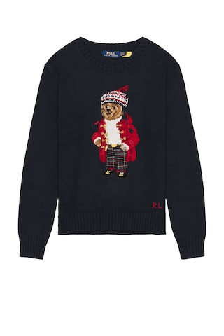 Polo Ralph Lauren Long Sleeve Bear Pullover Sweater in RL Navy - Blue. Size L (also in ). | FWRD 