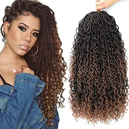 6 Packs Curly Faux Locs Crochet Hair, 18 Inch Goddess Locs Crochet Hair Hippie Locs Synthetic Braids | Amazon (US)