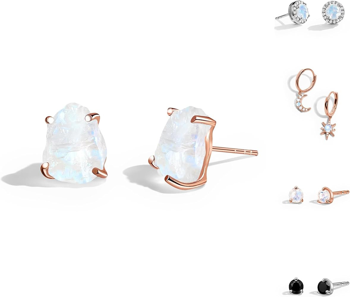 Moon Magic | Authentic Moonstone Earrings for Women | Black Obsidian, Onyx Earrings and studs| 18... | Amazon (US)