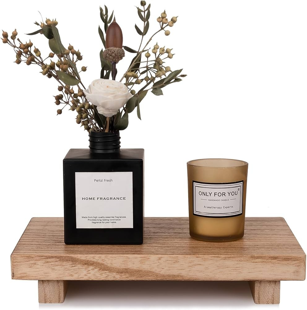 Small Wood Tray Pedestal Stand Farmhouse Bathroom Decor Decorative Wooden Riser Kitchen Soap Dish... | Amazon (US)