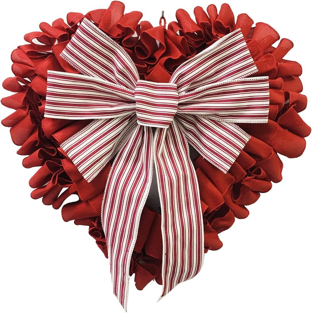 15" Valentines Wreath for Front Door, Valentines Day Heart Shaped Wreath Sign for Indoor Outdoor Wal | Amazon (US)