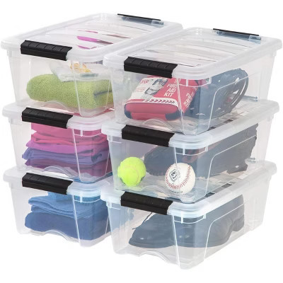 IRIS 12.75 Qt Plastic Stackable Storage Bin with Lid, Clear, Storage Organizer, 6Pk | Target