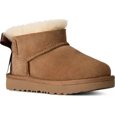 UGG(r) Kids' Ultra Mini Bailey Bow Genuine Shearling Boot in Chestnut at Nordstrom, Size 6 | Nordstrom