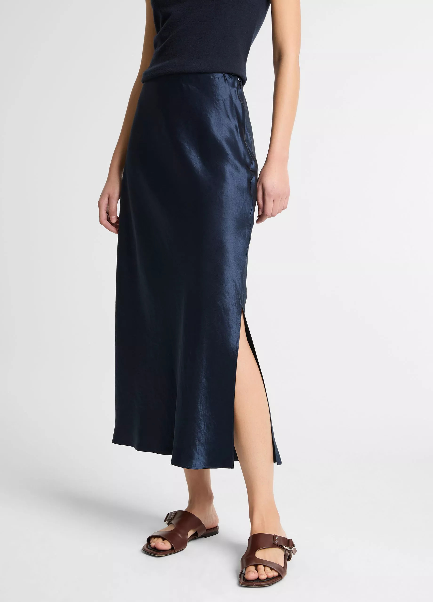 Satin Side-Slit Slip Skirt | Vince LLC