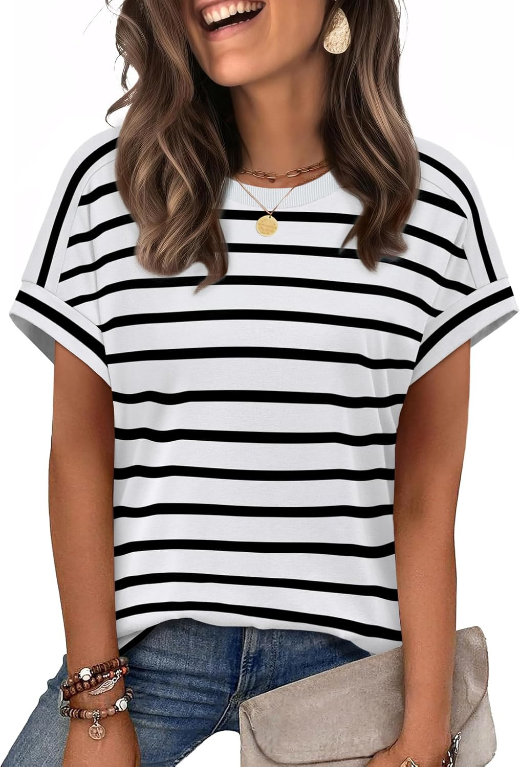 WIHOLL Womens Tops Short Sleeve Shirts Summer Outfits 2026 Spring Dressy Casual Clothes Clothing | Amazon (US)