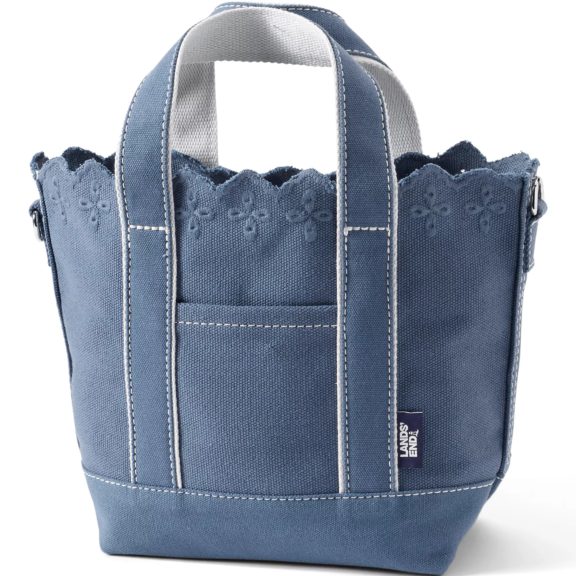 Small Eyelet Canvas Open Top Tote | Lands' End (US)