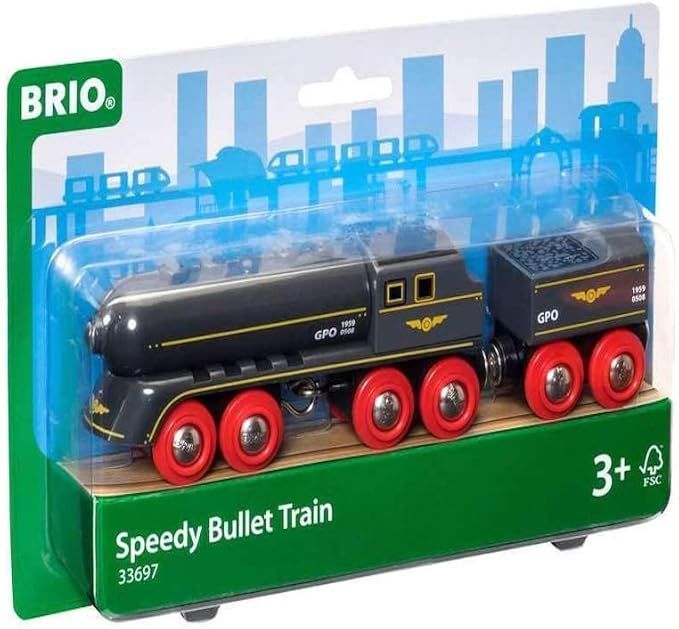 BRIO World 33697 - Speedy Bullet Train - 2 Piece Wooden Toy Train Set for Kids Age 3 and Up | Amazon (US)