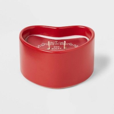 2-Wick 8oz Ceramic Heart Shaped Candle Traditional Red - Threshold™ | Target