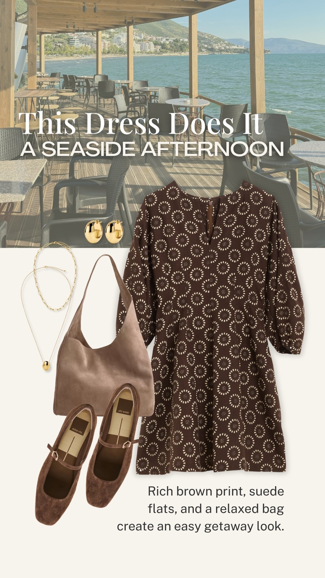 This printed midi dress is such an easy choice for a seaside afternoon or weekend getaway. The rich brown floral print feels polished without being fussy, and suede Mary Jane flats plus a relaxed shoulder bag keep the look comfortable and easy to wear.

💡 LTK MADE EASY
❤️ Heart = Support my posts!
🔖 Save = Get sale & restock alerts
📋 Lists = Keep favorites organized
📲 Share = Send lists and products to a friend. Hello, Christmas List!
💬 Comment = Ask me anything about what I’m wearing.:-)

#LTKootd #LTKOver40 #LTKTravel