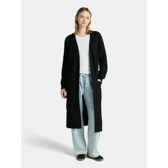 No Boundaries Ribbed Open Front Duster, Women’s | Walmart (US)