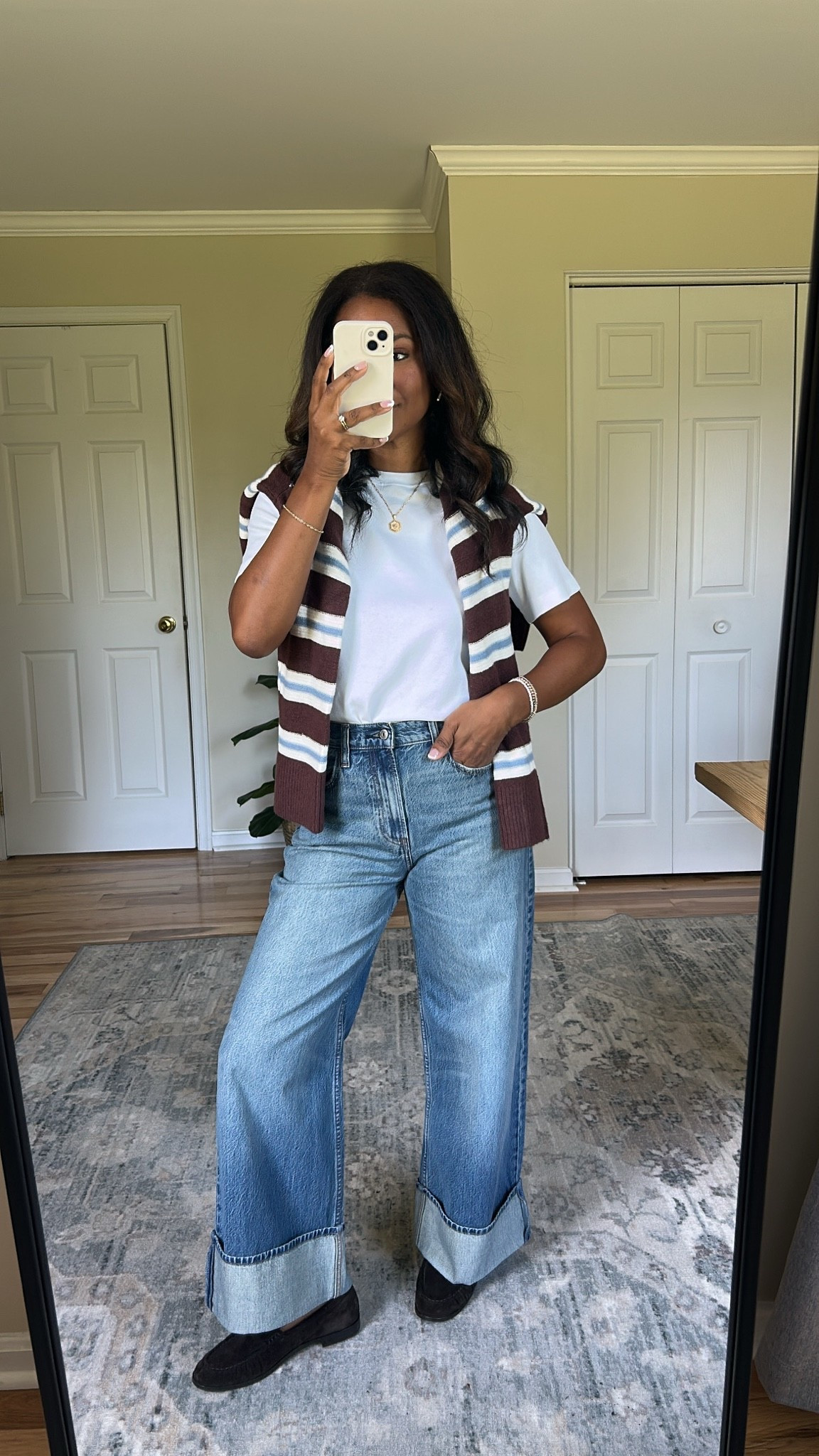 Wearing a small in the sweater. Cuffed jeans are a 27 short.

#LTKgrwm #LTKootd #LTKOver40
