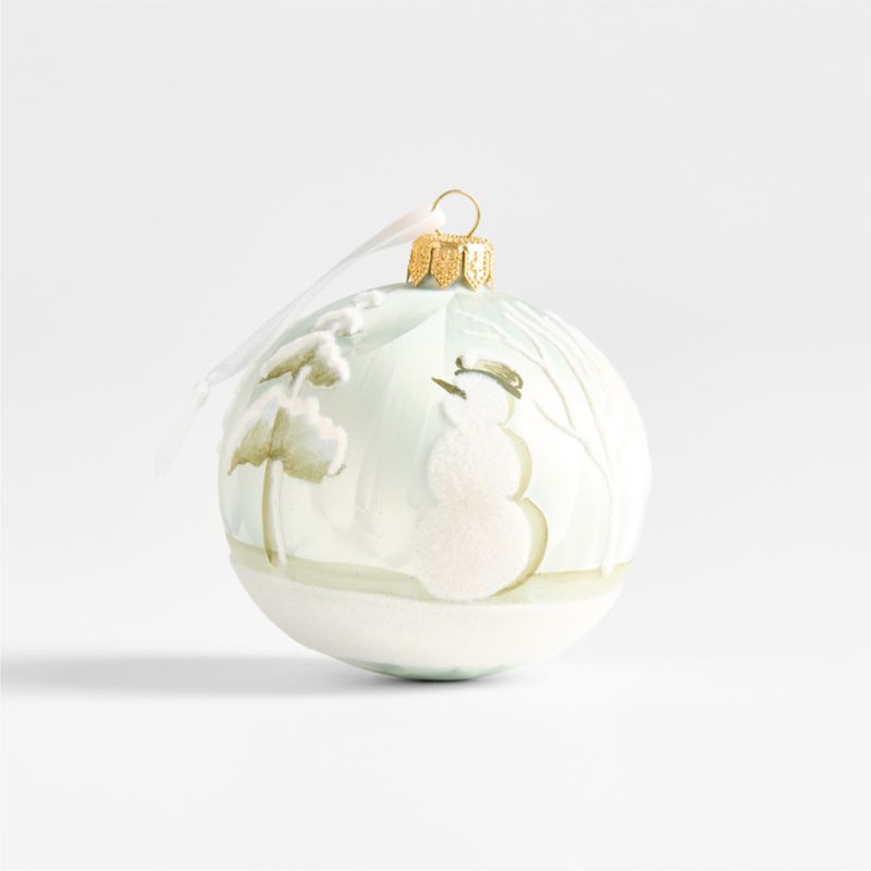 Frosty Winter Scene Glass Christmas Tree Ornament | Crate & Barrel | Crate & Barrel