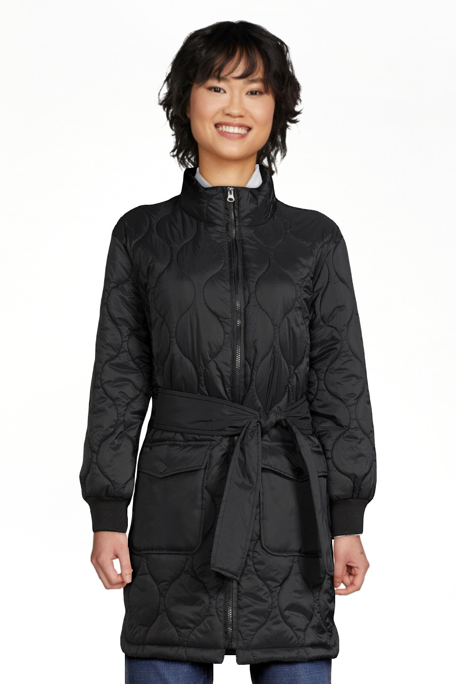 Time and Tru Women's Onion Quilted Barn Coat with Belt | Walmart (US)
