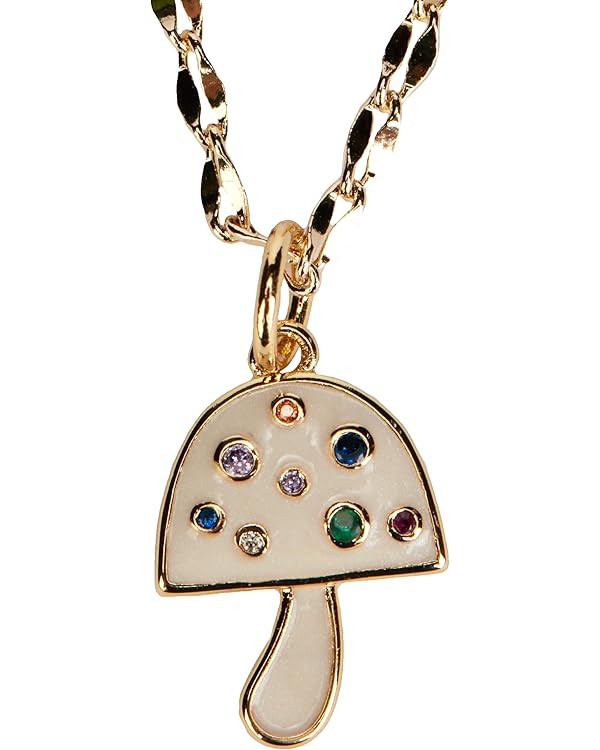 Mushroom Pendant Necklace Gold Plated with Charms | Amazon (US)