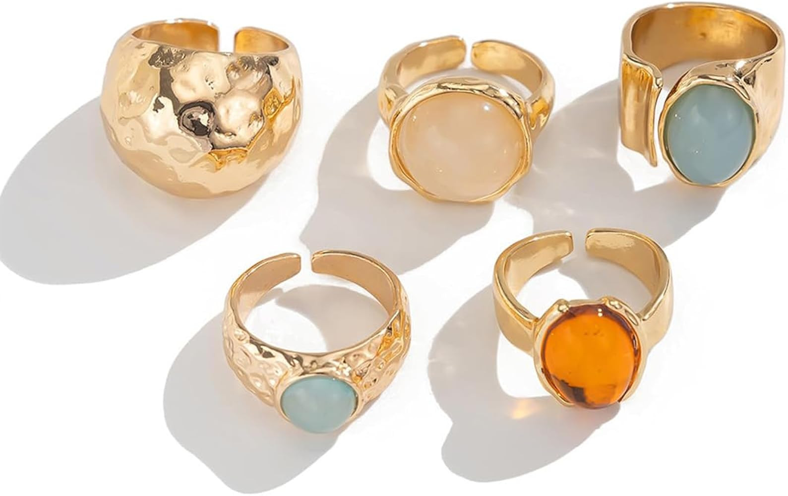 Chunky Gold Rings for Women Non Tarnish Adjustable Stackable Statement Rings for Women Chunky Rin... | Amazon (US)