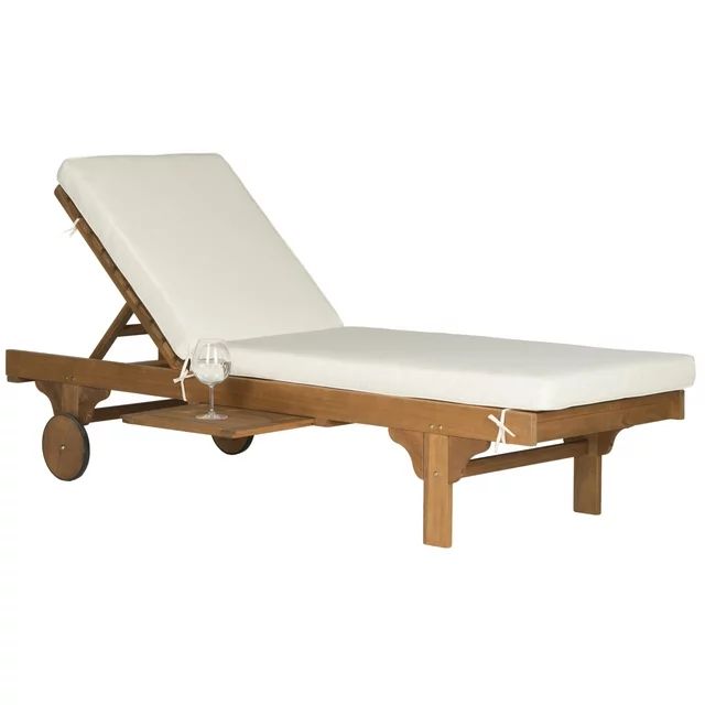SAFAVIEH Outdoor Collection Newport Chaise Chair & Side Table Natural/Beige - Walmart.com | Walmart (US)
