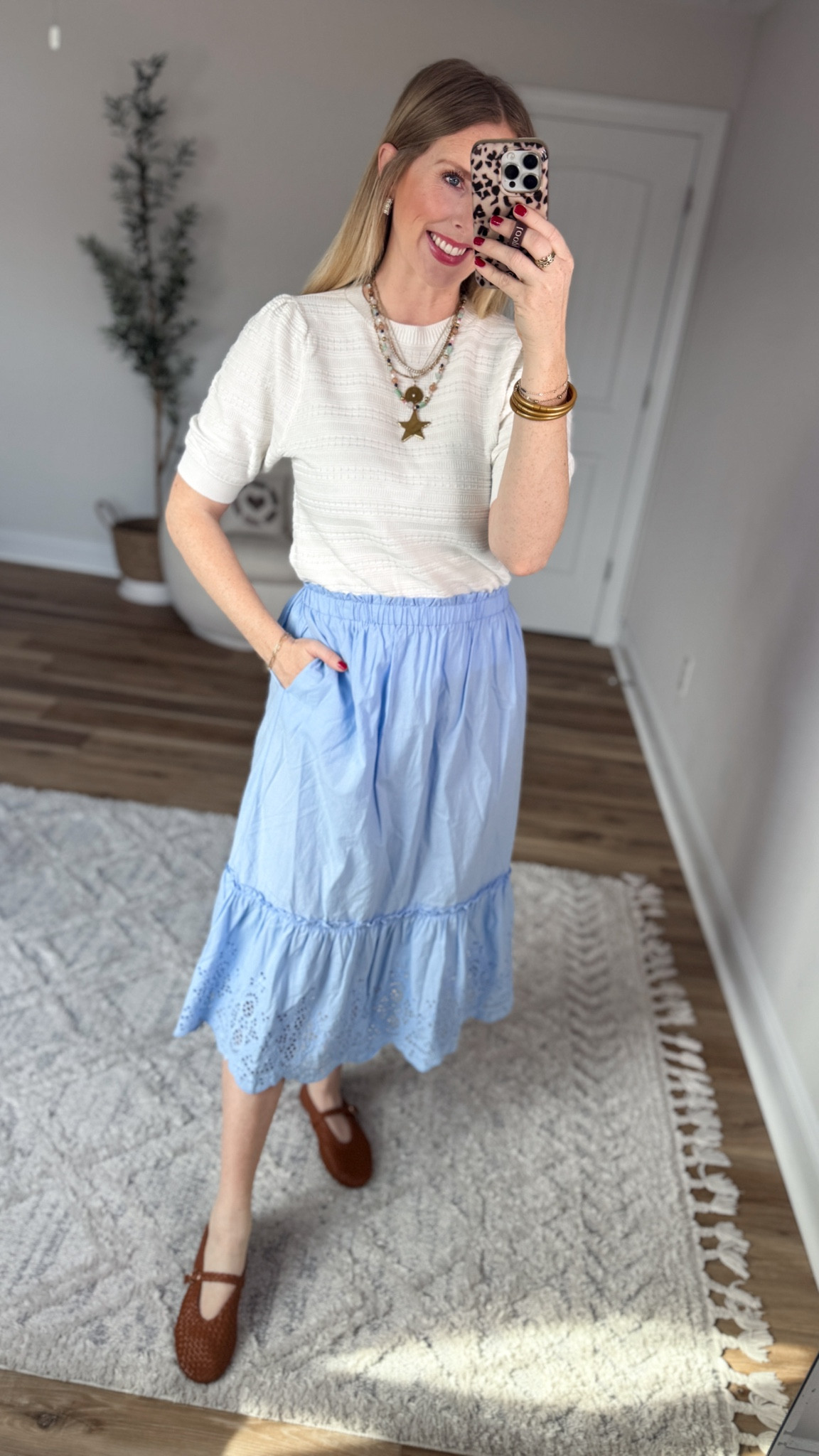 Daily try on, Walmart outfit, Walmart fashion, Walmart try on, white textured sweater, eyelet midi skirt 

#LTKootd #LTKgrwm #LTKWorkwear