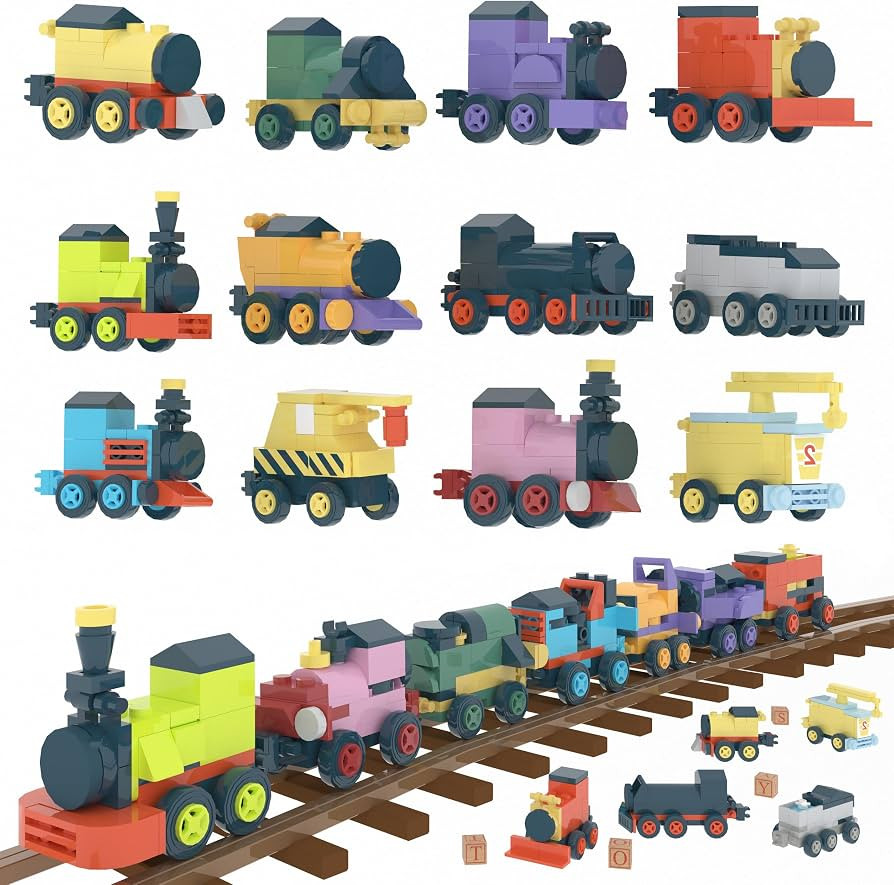 Party Favors for Kids - 12 Pack Trains Building Blocks Toy for Easter Gifts Goodie Bags Classroom... | Amazon (US)