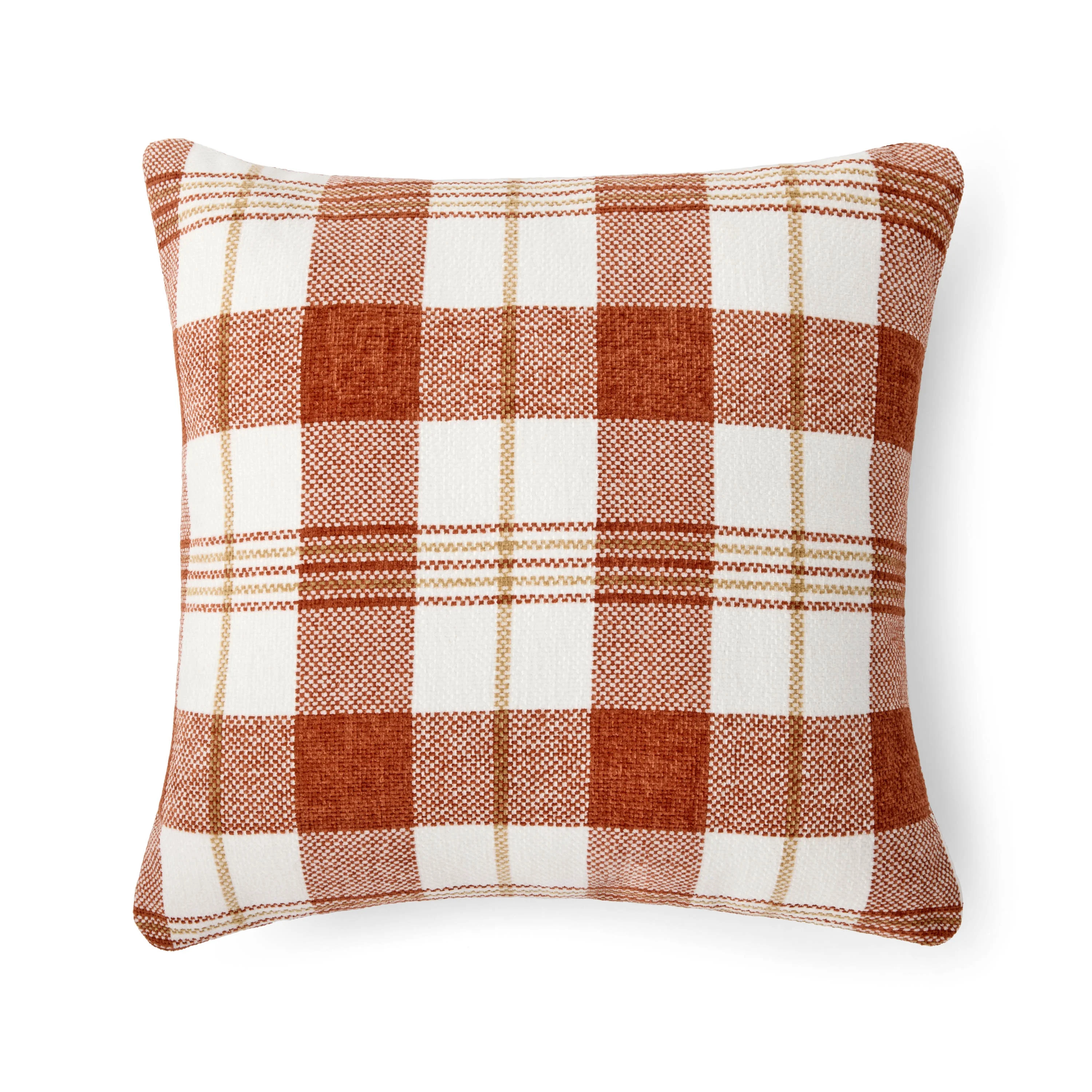 Way To Celebrate 18"x18" Harvest Plaid Polyester Decorative Pillow (1 Count) | Walmart (US)