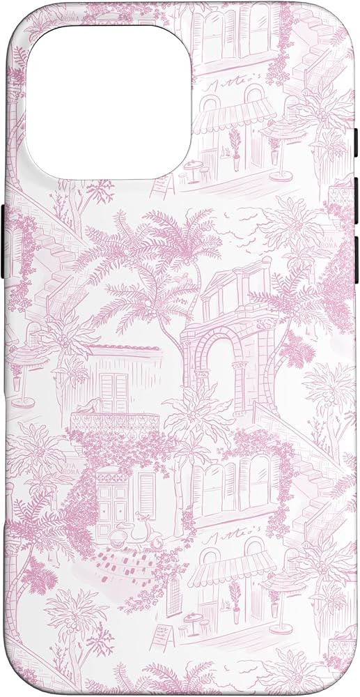 iPhone 16 Pro Max Pastel Pink Preppy Italian Vacation Toile Case | Amazon (US)