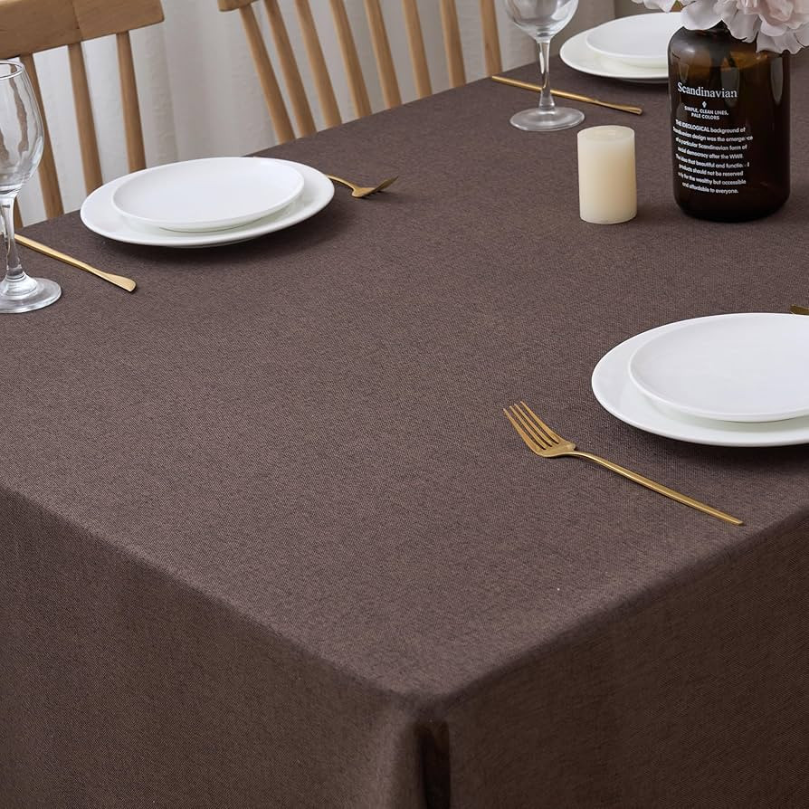 NLMUVW Brown Linen Tablecloth Rectangle Table, Choaolate Table Cloth Farmhouse Dining Table Cover... | Amazon (CA)