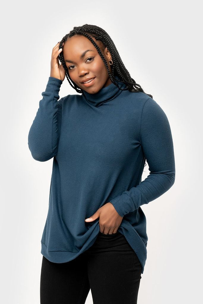 Cozy Knit Tunic with Asymmetrical Back Detail | Gibson