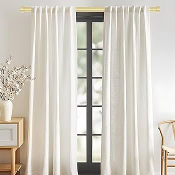 Gold Curtain Rods for Windows 18 to 45 Inch(1.5-3.75 Feet),1" Diameter Drapery Rods with Modern S... | Amazon (US)