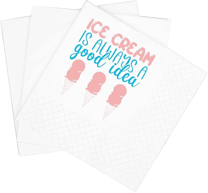 SharkBliss Funny Ice Cream Quotes Cocktail Napkins, 100 Pack Ice Cream Is Always A Good Idea Sayi... | Amazon (US)