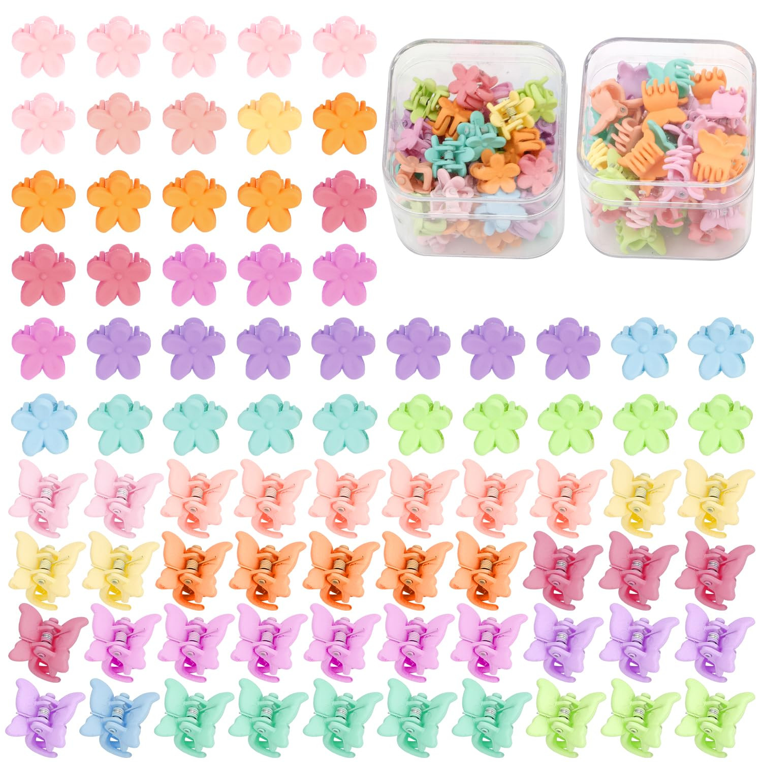 SuPoo 80 Pcs Butterfly and Floral Hair Accessories: Mini Clips, Tiny Colorful Claws for Girls, Babies, Toddlers, Y2K Style | Amazon (US)