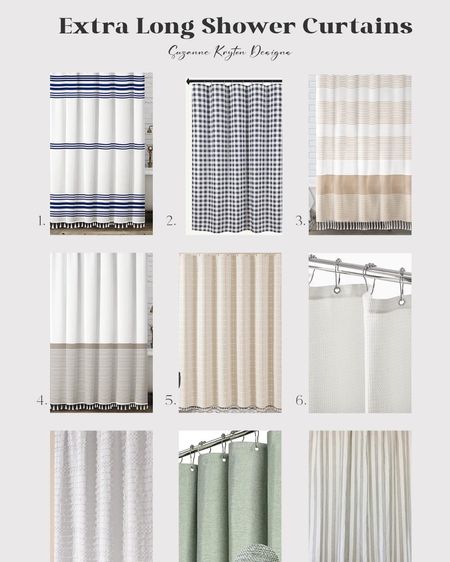 Full length shower curtains! 96” shower curtains for that designer look. #showercurtain #bathroomdecor 

#LTKhome #LTKunder100 #LTKFind