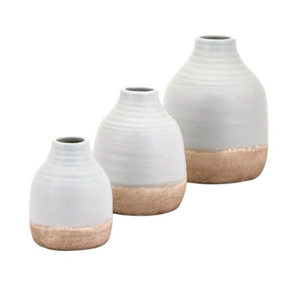 Ceramic and Matte Finish Vases, Set of Three, White and Beige | Bed Bath & Beyond