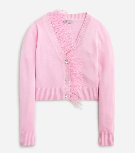 Pink feather trim cardigan sweater

#LTKHolidaySale #LTKHoliday #LTKsalealert
