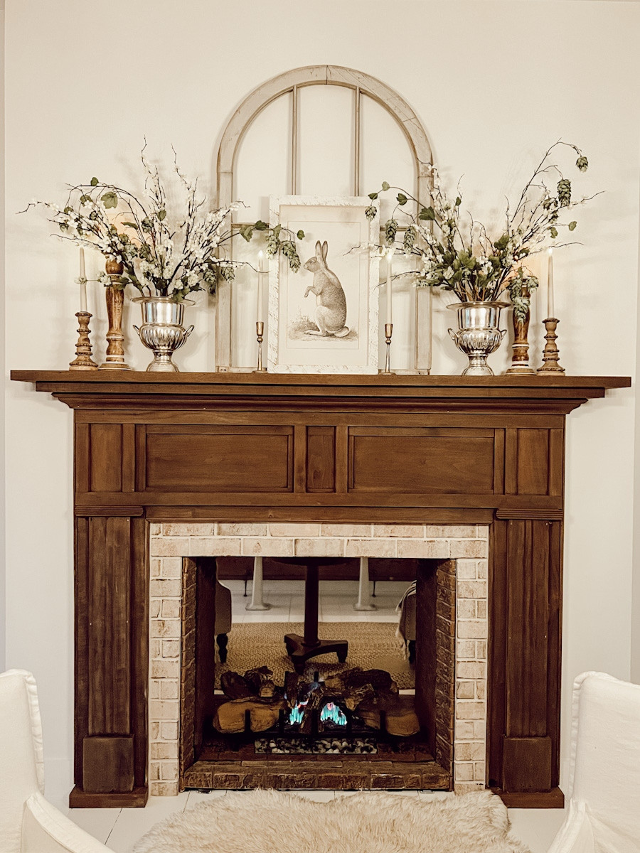 Here are some items to help inspire a simple Spring fireplace mantel with some soft faux greens, taper candles, and our framed bunny print from Antique Farmhouse.  

 #LTKSeasonal #LTKHome