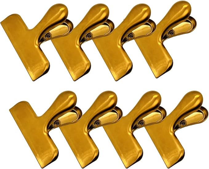 8 Pack Metal Chip Clips, 3 Inch Wide Stainless Steel Heavy Duty Food Bag Clips, Gold | Amazon (US)