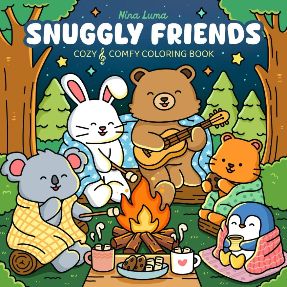 Snuggly Friends: Cute Coloring Book for Adults and Teens with Cozy Fuzzy Animals in Hygge Moments... | Amazon (US)