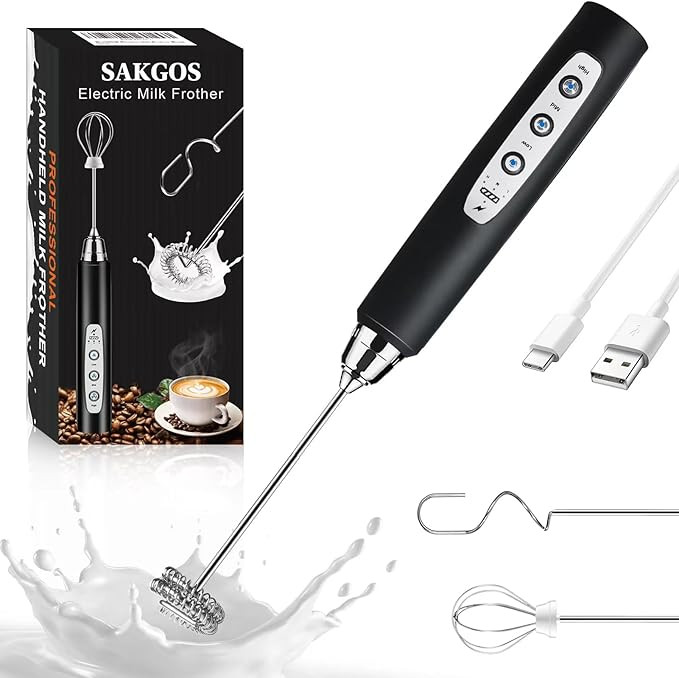 Milk Frother Rechargeable Handheld-Electric Whisk 3 Speed Adjustable, Frother Wand Coffee with 3 ... | Amazon (US)