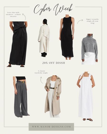 20% off at DISSH which has some of my favorite staples. Like a winter coat or a satin slip skirt and some trousers 

#LTKCyberWeek #LTKHoliday #LTKsalealert