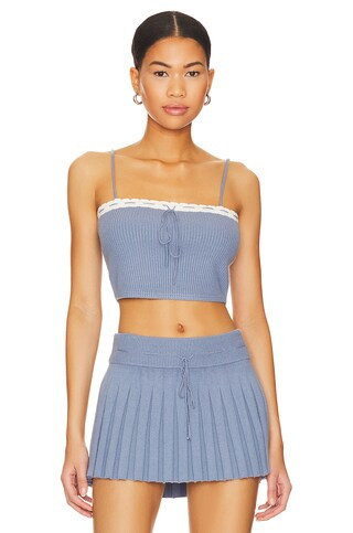 GUIZIO Cielo Rib Knit Top in Denim Blue from Revolve.com | Revolve Clothing (Global)