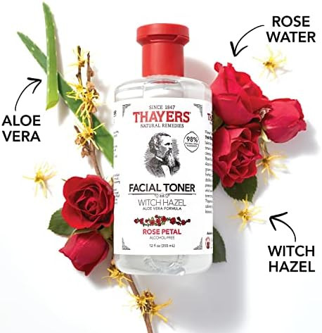 THAYERS Alcohol-Free Rose Petal Witch Hazel Facial Toner with Aloe Vera Formula, 12 Ounce | Amazon (US)