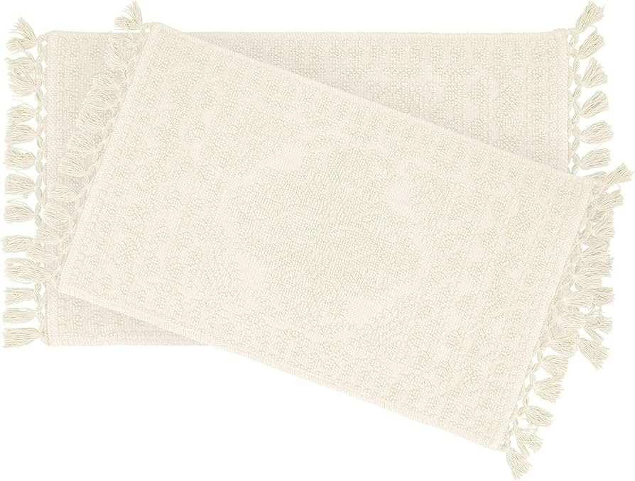 French Connection Nellore Bathroom Rugs, Set of 2 Woven and Beaded Bathroom Mats, Durable Non-Sli... | Amazon (US)
