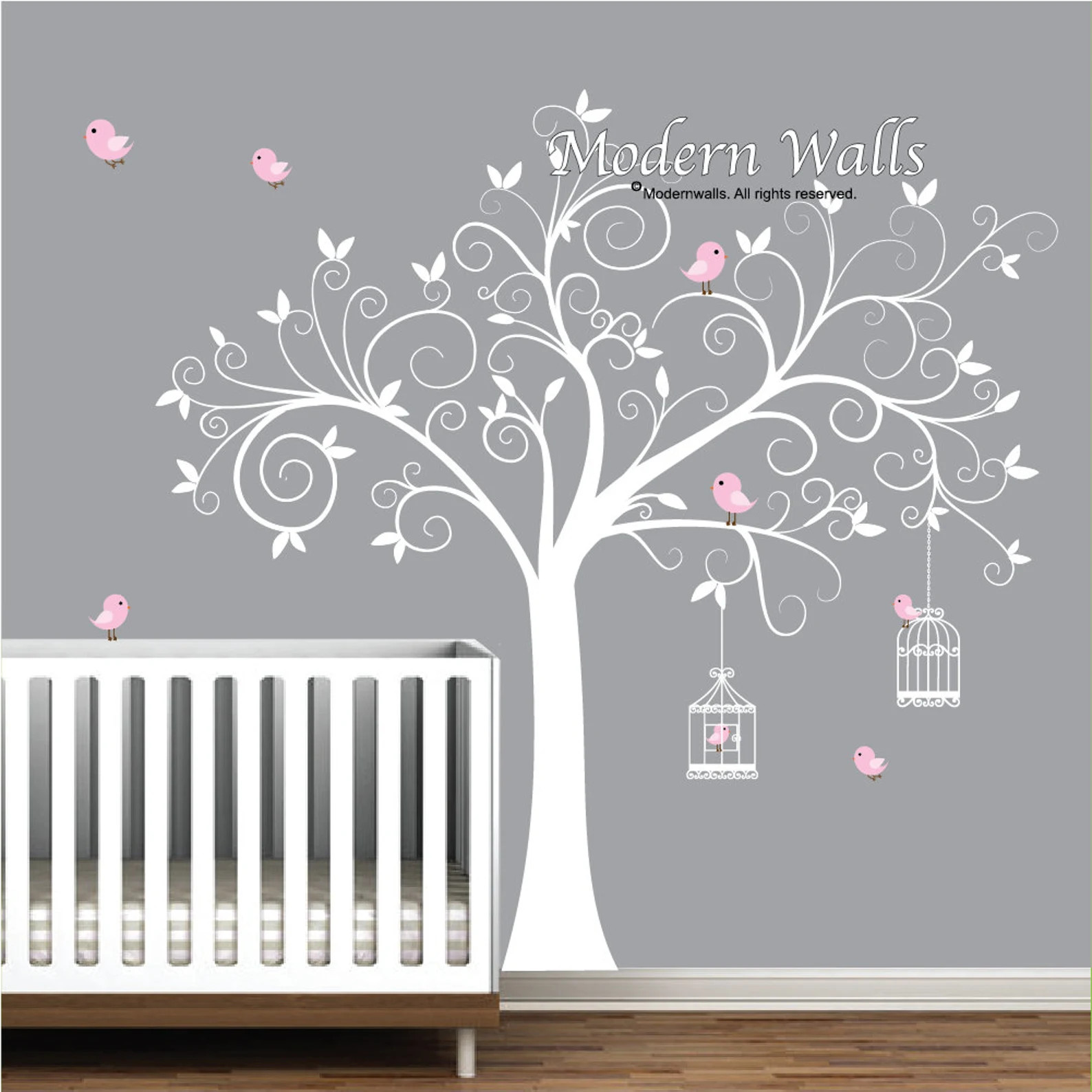 Tree Wall Decal Birdcages with Birds Baby Room Decal Tree | Etsy | Etsy (US)