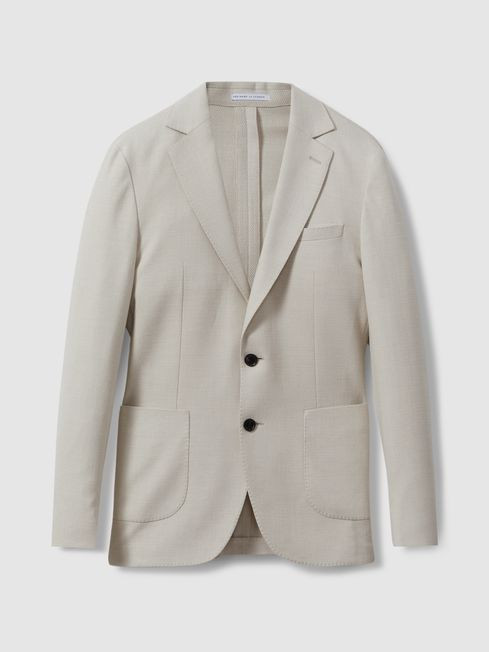 Single Breasted Blazer With Cotton in Stone | Reiss UK