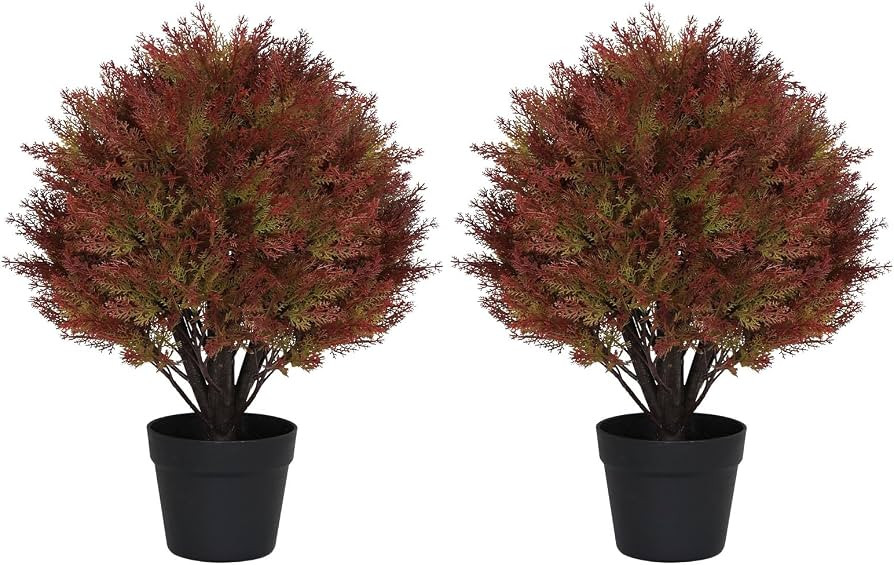 24" Fall Topiary Artificial Outdoor Plants, Faux Cypress Bushes & Shrubs | Amazon (US)