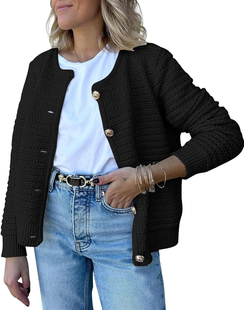 Women's Cardigan Sweaters 2023 Fall Open Front Long Sleeve Button Down Knit Cardigans Outerwear w... | Amazon (US)